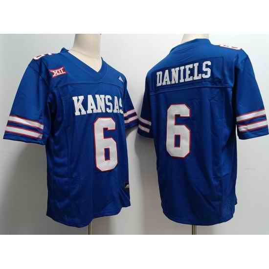 Men Nike Kansas Jayhawks #6 Jalon Daniels Stitched Blue College Football Jersey